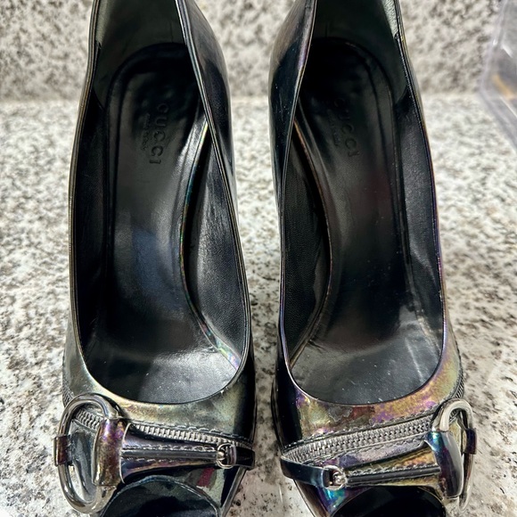 Gucci Patent Leather Peep-toe Horsebit Pumps - Picture 8 of 11